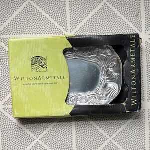 Wilton Armetale Silver Serving Tray with Green Box Accents